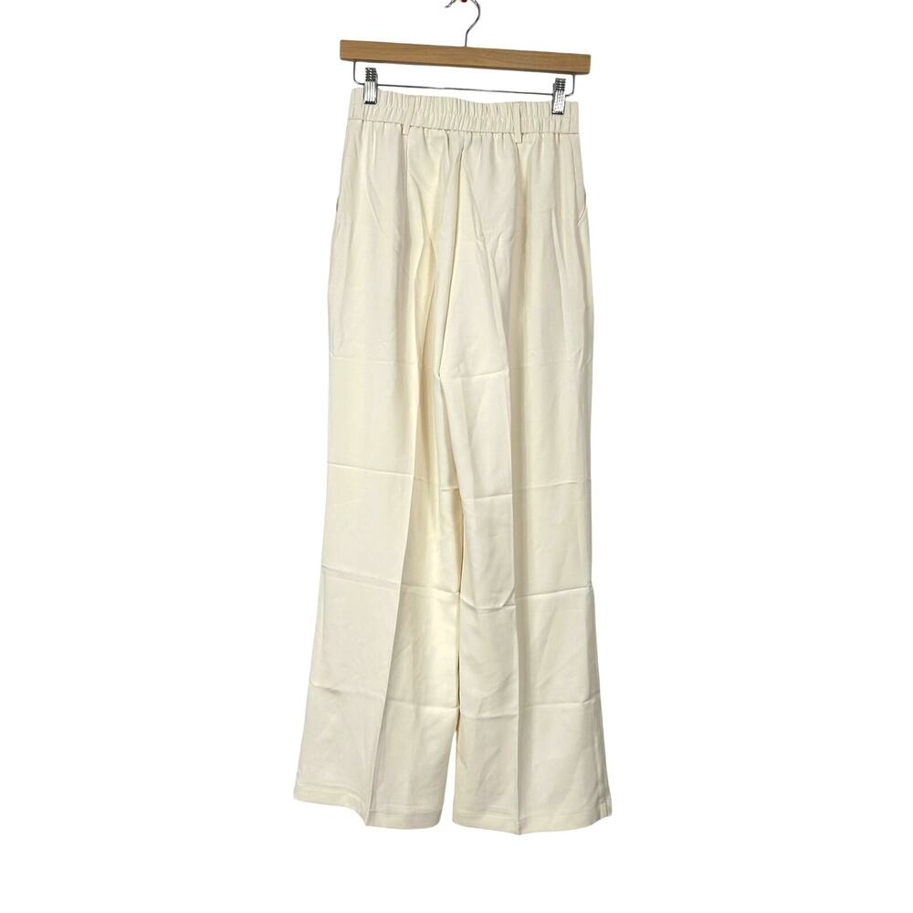 DECIVI Wide Leg Pleated Tailored Trousers Cream Size S New - Picture 7 of 10